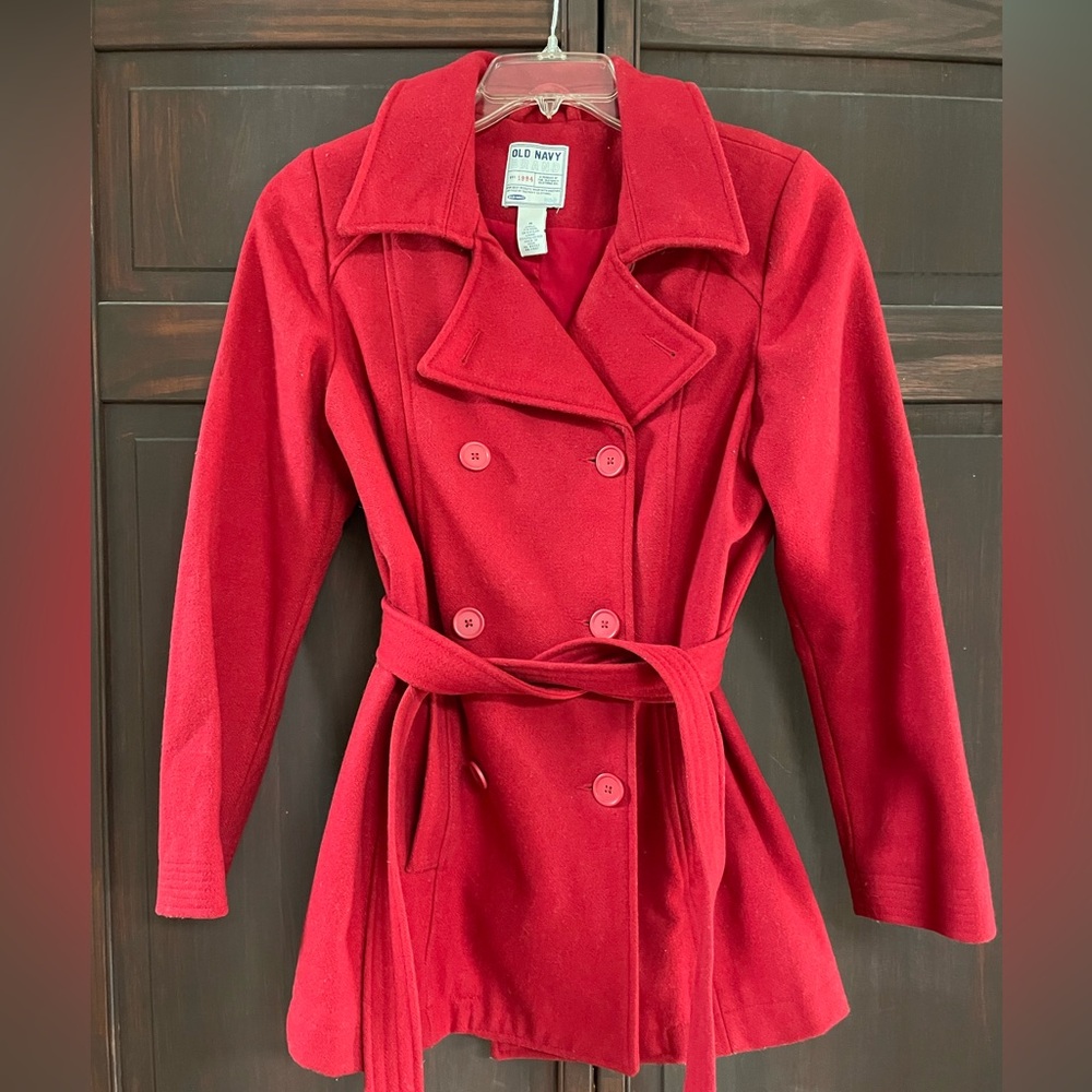 Vintage Old Navy Red Wool Peacoat M